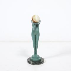  Max Le Verrier Art Deco Sculptural Onyx Veria Green Marble Nude Flapper signed Max le Verrier - 4654184