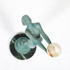  Max Le Verrier Art Deco Sculptural Onyx Veria Green Marble Nude Flapper signed Max le Verrier - 4654215
