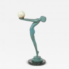  Max Le Verrier Art Deco Sculptural Onyx Veria Green Marble Nude Flapper signed Max le Verrier - 4659951