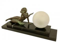  Max Le Verrier Art Deco Sculpture Seduction Lamp with Glass Ball by Fayral for Max Le Verrier - 2985033