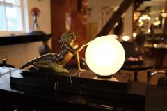  Max Le Verrier Art Deco Sculpture Seduction Lamp with Glass Ball by Fayral for Max Le Verrier - 2985034