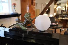  Max Le Verrier Art Deco Sculpture Seduction Lamp with Glass Ball by Fayral for Max Le Verrier - 2985035