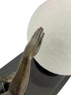  Max Le Verrier Art Deco Sculpture Seduction Lamp with Glass Ball by Fayral for Max Le Verrier - 2985065