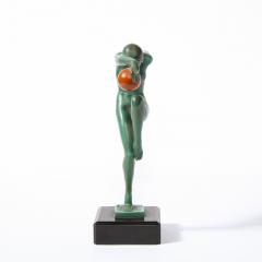  Max Le Verrier Art Deco Sculpture in Patinated Carnelian Enameled Bronze by Denis - 2092873