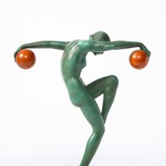  Max Le Verrier Art Deco Sculpture in Patinated Carnelian Enameled Bronze by Denis - 2092883