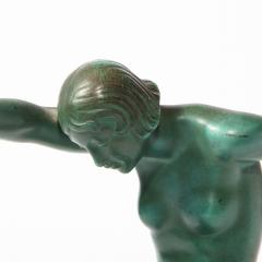  Max Le Verrier Art Deco Sculpture in Patinated Carnelian Enameled Bronze by Denis - 2092884