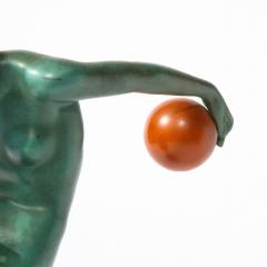  Max Le Verrier Art Deco Sculpture in Patinated Carnelian Enameled Bronze by Denis - 2092889