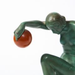  Max Le Verrier Art Deco Sculpture in Patinated Carnelian Enameled Bronze by Denis - 2092891