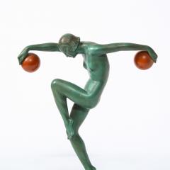  Max Le Verrier Art Deco Sculpture in Patinated Carnelian Enameled Bronze by Denis - 2092897