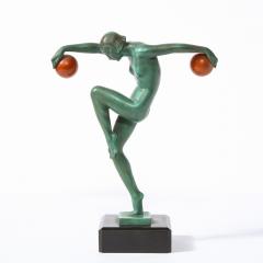  Max Le Verrier Art Deco Sculpture in Patinated Carnelian Enameled Bronze by Denis - 2092898