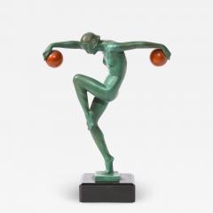  Max Le Verrier Art Deco Sculpture in Patinated Carnelian Enameled Bronze by Denis - 2094547