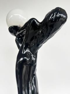  Max Le Verrier Large Art Deco Le Verrier Style Ceramic Table Lamps Frosted Glass Shades Pair - 4529973