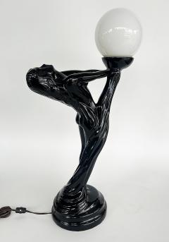  Max Le Verrier Large Art Deco Le Verrier Style Ceramic Table Lamps Frosted Glass Shades Pair - 4529983