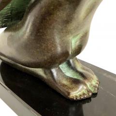  Max Le Verrier Original Max Le Verrier Cueillette Art Deco Style Bookends in Spelter and Marble - 2570745