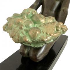  Max Le Verrier Original Max Le Verrier Cueillette Art Deco Style Bookends in Spelter and Marble - 2571582