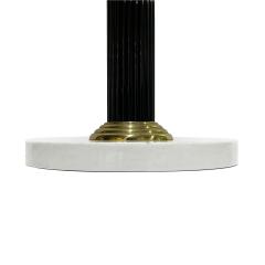  Mazzega Murano 1950s Italian Art Deco Design White Murano Glass Black Lacquered Wood Floor Lamp - 4011341