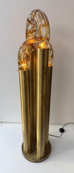  Mazzega Murano Brass Floor Lamp Murano Glass by Aldo Nason for Mazzega Italy 1970s - 4498195