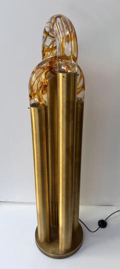  Mazzega Murano Brass Floor Lamp Murano Glass by Aldo Nason for Mazzega Italy 1970s - 4498197
