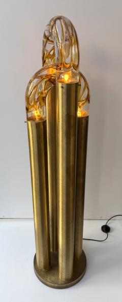  Mazzega Murano Brass Floor Lamp Murano Glass by Aldo Nason for Mazzega Italy 1970s - 4498198
