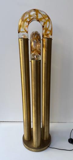  Mazzega Murano Brass Floor Lamp Murano Glass by Aldo Nason for Mazzega Italy 1970s - 4498200