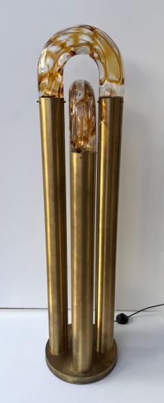  Mazzega Murano Brass Floor Lamp Murano Glass by Aldo Nason for Mazzega Italy 1970s - 4498204