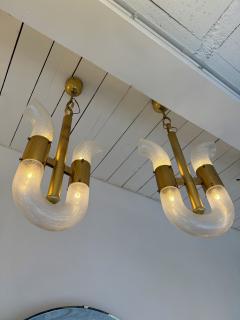  Mazzega Murano Brass U Pendant Lighting Murano Glass by Aldo Nason for Mazzega Italy 1970s - 4384023