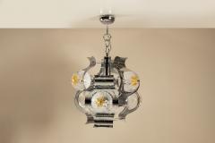  Mazzega Murano Ceiling Lamp attr to Mazzega in Chrome and Glass Italy 1970s - 4433569