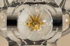  Mazzega Murano Ceiling Lamp attr to Mazzega in Chrome and Glass Italy 1970s - 4433576
