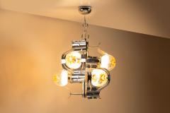  Mazzega Murano Ceiling Lamp attr to Mazzega in Chrome and Glass Italy 1970s - 4433584