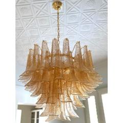  Mazzega Murano Clear and Gold Petali Selle Murano Glass Chandelier in Mazzega Style - 4349980