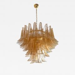  Mazzega Murano Clear and Gold Petali Selle Murano Glass Chandelier in Mazzega Style - 4351974