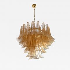  Mazzega Murano Clear and Gold Petali Selle Murano Glass Chandelier in Mazzega Style - 4603104
