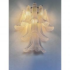  Mazzega Murano Contemporary Diamanted Transparent Selle Petali Murano Glass Wall Sconce - 4718626