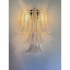  Mazzega Murano Contemporary Diamanted Transparent Selle Petali Murano Glass Wall Sconce - 4718628