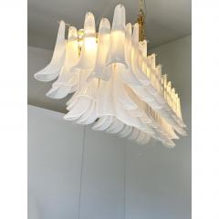  Mazzega Murano Contemporary Modern Frosted Selle Murano Glass Rectangular Chandelier - 4735672