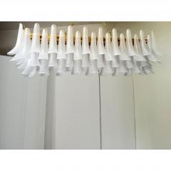  Mazzega Murano Contemporary Modern Frosted Selle Murano Glass Rectangular Chandelier - 4735673