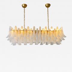  Mazzega Murano Contemporary Modern Frosted Selle Murano Glass Rectangular Chandelier - 4738772