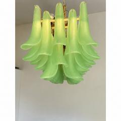 Mazzega Murano Contemporary Modern Green Frosted Selle Murano Glass Rectangular Chandelier - 4735640