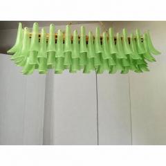  Mazzega Murano Contemporary Modern Green Frosted Selle Murano Glass Rectangular Chandelier - 4735642