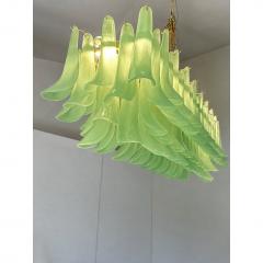  Mazzega Murano Contemporary Modern Green Frosted Selle Murano Glass Rectangular Chandelier - 4735644