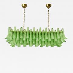  Mazzega Murano Contemporary Modern Green Frosted Selle Murano Glass Rectangular Chandelier - 4738753