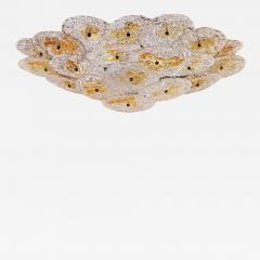  Mazzega Murano Exemplary Mazzega Murano Textured Clear Amber Glass Disc Flush Mount 1970s - 3846028