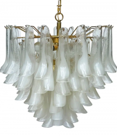  Mazzega Murano Huge Mid Century Italian Modern Mazzega Murano Art Glass Chandelier in Brass - 2580777