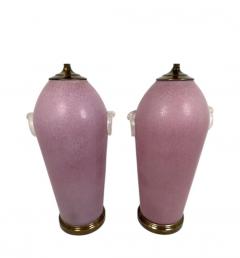  Mazzega Murano ITALIAN POST MODERNIST PINK SCAVO MURANO GLASS LAMPS WITH CLEAR RING ACCENTS - 4538051