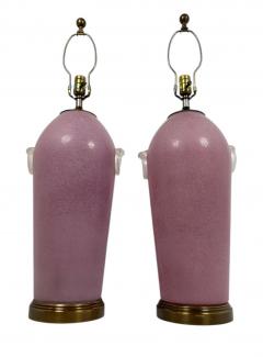  Mazzega Murano ITALIAN POST MODERNIST PINK SCAVO MURANO GLASS LAMPS WITH CLEAR RING ACCENTS - 4568662