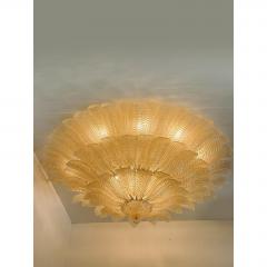  Mazzega Murano Imperial Luxury Venetian Amber Leaves Graniglia Murano Glass Flush Mount - 4718538