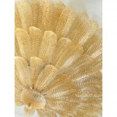  Mazzega Murano Imperial Luxury Venetian Amber Leaves Graniglia Murano Glass Flush Mount - 4718547