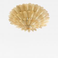  Mazzega Murano Imperial Luxury Venetian Amber Leaves Graniglia Murano Glass Flush Mount - 4718788