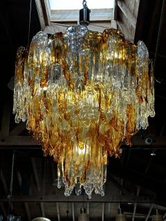  Mazzega Murano Italian Mazzega Murano Chandelier in Amber and Clear Glass 1960s - 2975497