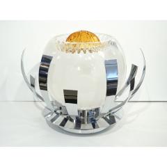  Mazzega Murano Mazzega 1960s Nickel White Amber Murano Art Glass Flower Desk Table Lamp - 1325195